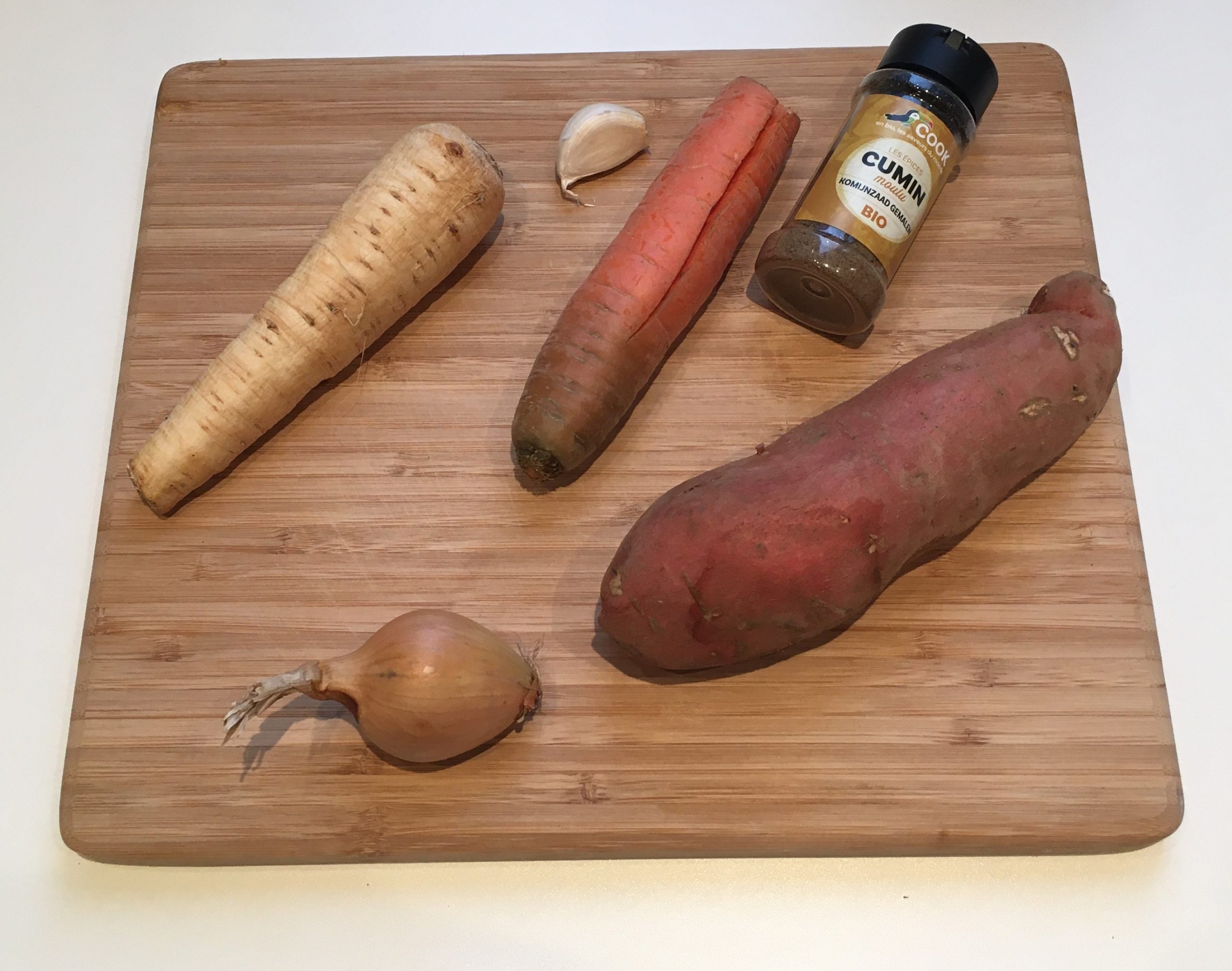 Soupe de patate douce/carotte/panais et gingembre